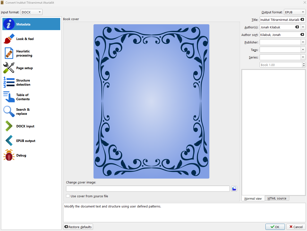Inuktitut EPUB3 converter