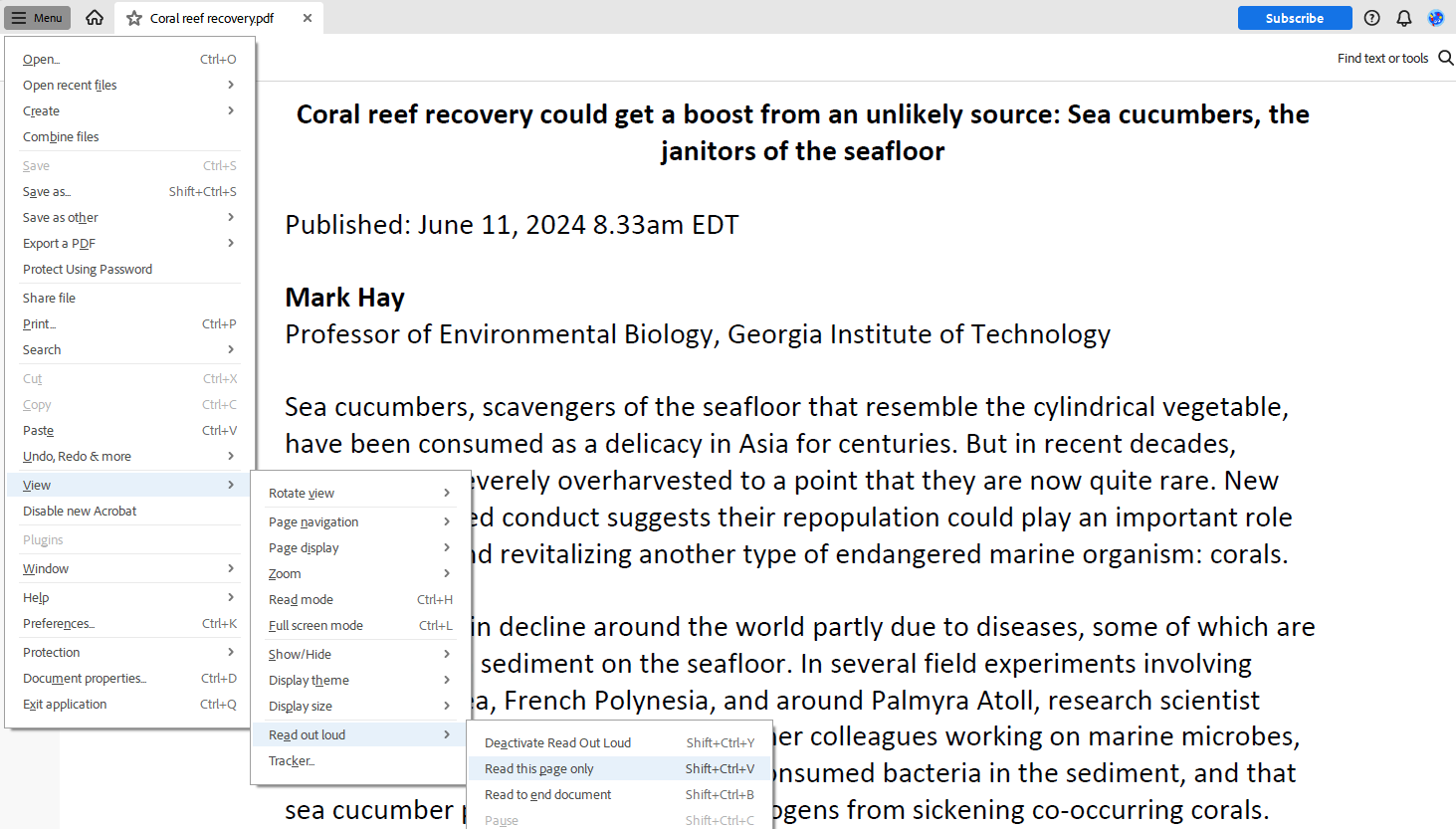 English PDF on Adobe Reader