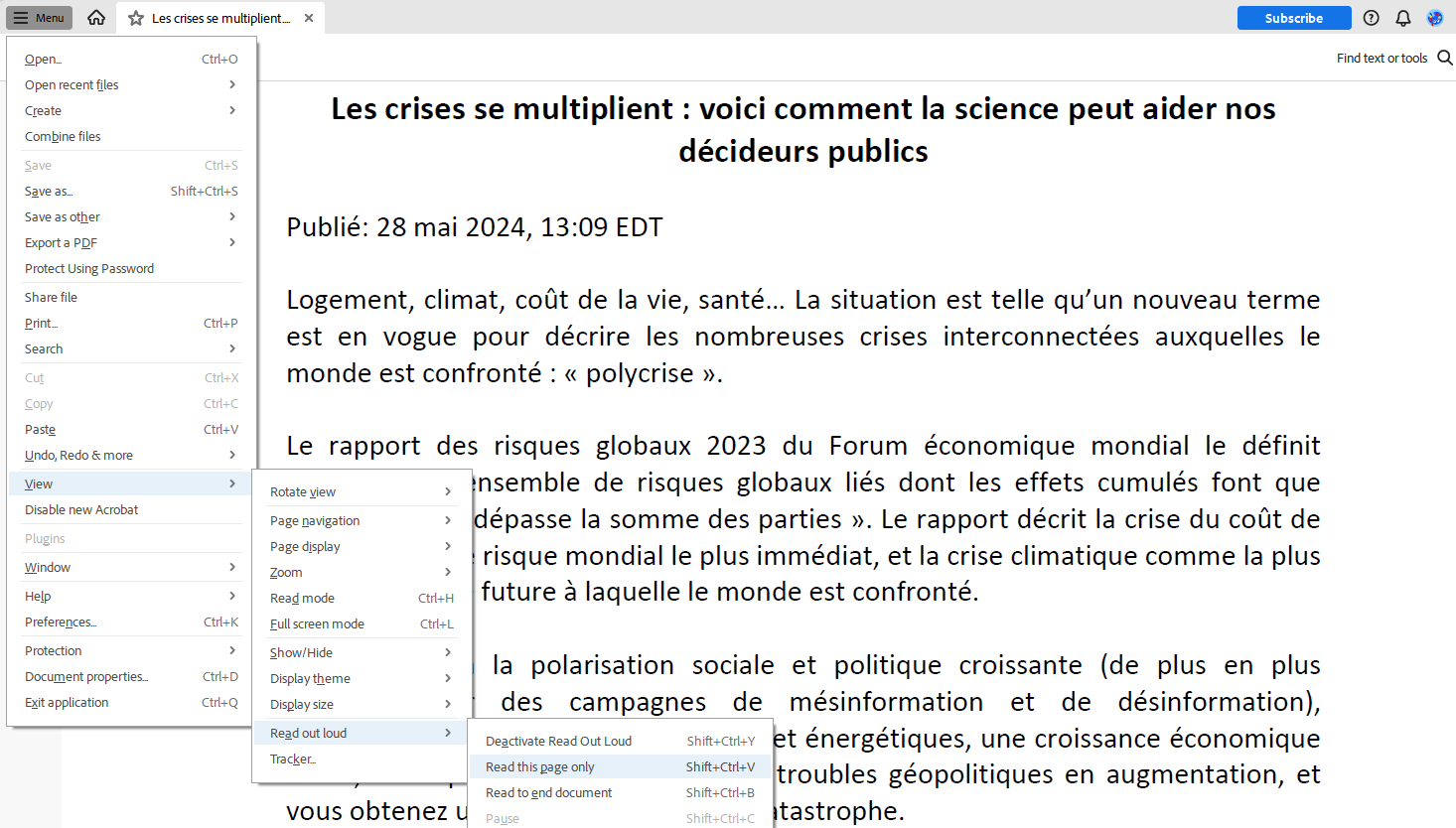French PDF on Adobe Reader