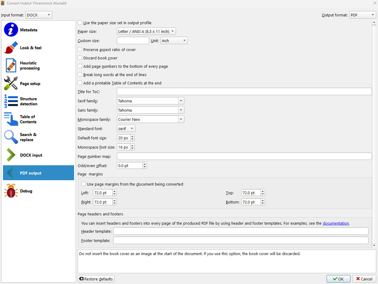 Inuktitut PDF output